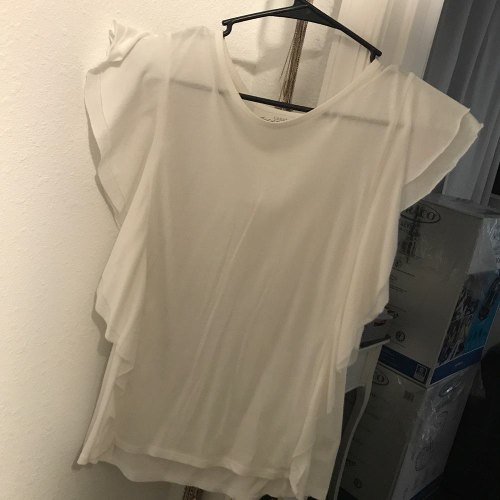 Cream ruffle sleeved top